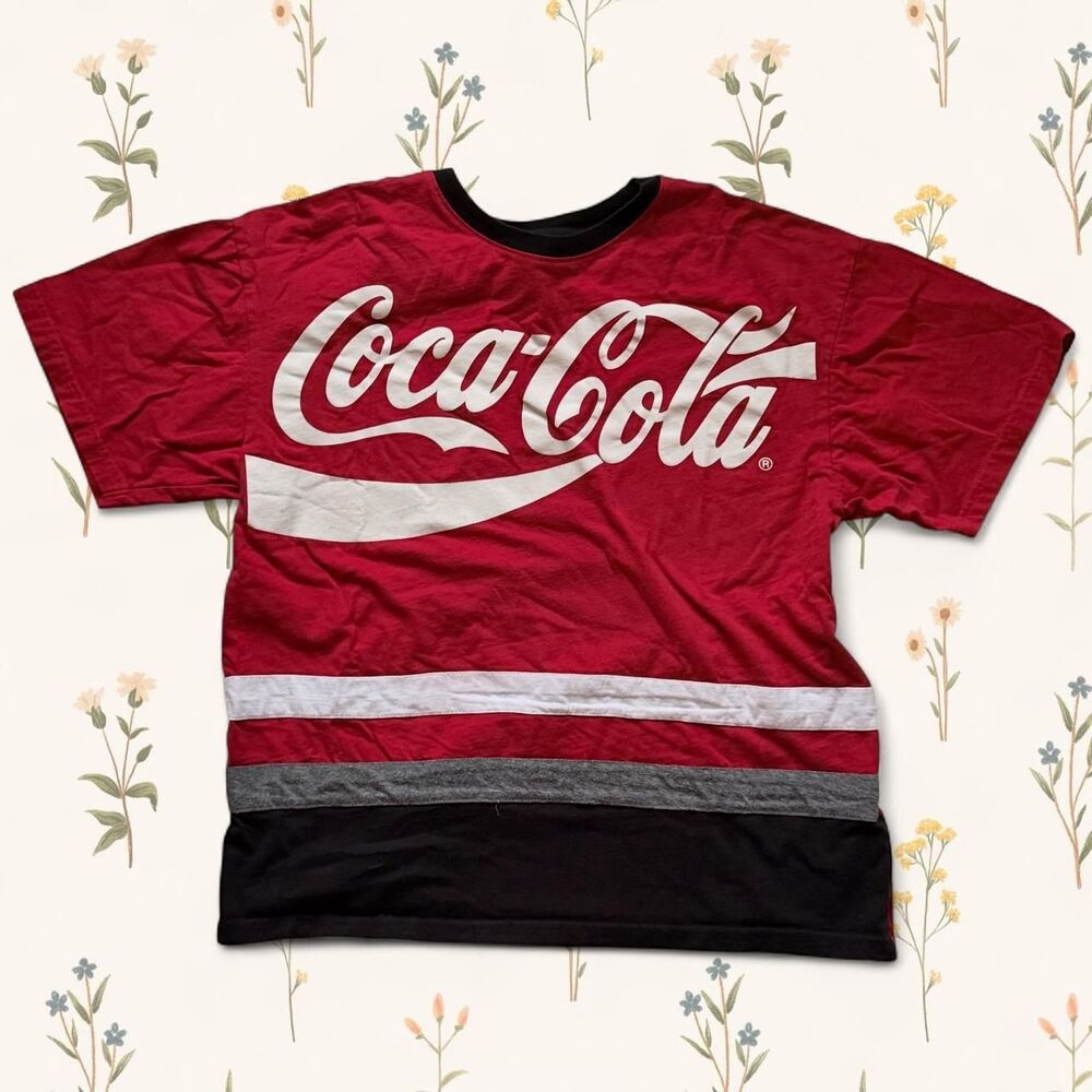 Retro Y2K Coca-Cola Colorblock Cotton Graphic Tee M